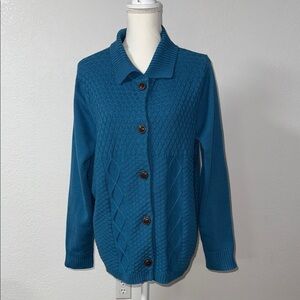 ALLISON DALEY Teal Button-Up Women's Sweater
